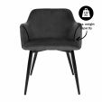 KICK MATZ Dining Chair - Velvet - Dark Grey