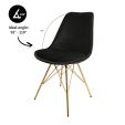 KICK Velvet Bucket Chair Black - Gold Frame - Black