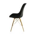 KICK Velvet Bucket Chair Black - Gold Frame - Black