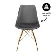 KICK Velvet Bucket Chair Dark Grey - Gold Frame - Dark Grey