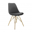 KICK Velvet Bucket Chair Dark Grey - Gold Frame - Dark Grey