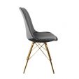 KICK Velvet Bucket Chair Dark Grey - Gold Frame - Dark Grey