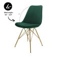 KICK Velvet Bucket Chair Dark Green - Gold Frame - Dark Green