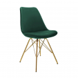 KICK Velvet Bucket Chair Dark Green - Gold Frame - Dark Green