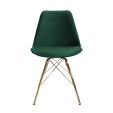 KICK Velvet Bucket Chair Dark Green - Gold Frame - Dark Green