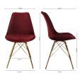 KICK Velvet Bucket Chair Red - Gold Frame - Red