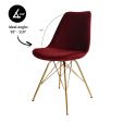 KICK Velvet Bucket Chair Red - Gold Frame - Red