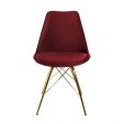 KICK Velvet Bucket Chair Red - Gold Frame - Red