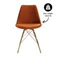 KICK Velvet Bucket Chair Orange- Gold Frame - Orange