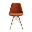 KICK Velvet Bucket Chair Orange- Gold Frame - Orange