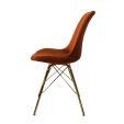 KICK Velvet Bucket Chair Orange- Gold Frame - Orange