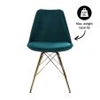 KICK Velvet Bucket Chair Blue - Gold Frame - Blue