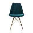 KICK Velvet Bucket Chair Blue - Gold Frame - Blue