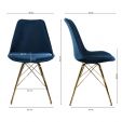 KICK Velvet Bucket Chair Dark Blue - Gold Frame - Dark Blue