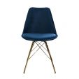 KICK Velvet Bucket Chair Dark Blue - Gold Frame - Dark Blue