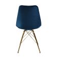 KICK Velvet Bucket Chair Dark Blue - Gold Frame - Dark Blue