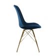 KICK Velvet Bucket Chair Dark Blue - Gold Frame - Dark Blue