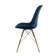 KICK Velvet Bucket Chair Dark Blue - Gold Frame - Dark Blue