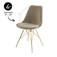 KICK Velvet Bucket Chair Taupe - Gold Frame - Taupe