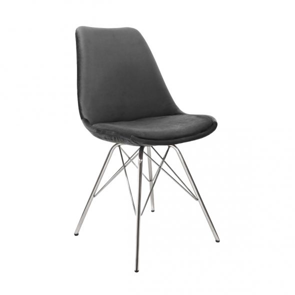 Kick Velvet Bucket Chair - Dark Grey