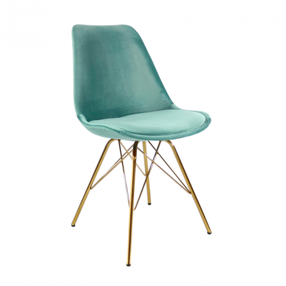 KICK Velvet Bucket Chair Mint Green - Gold Frame - Mint Green