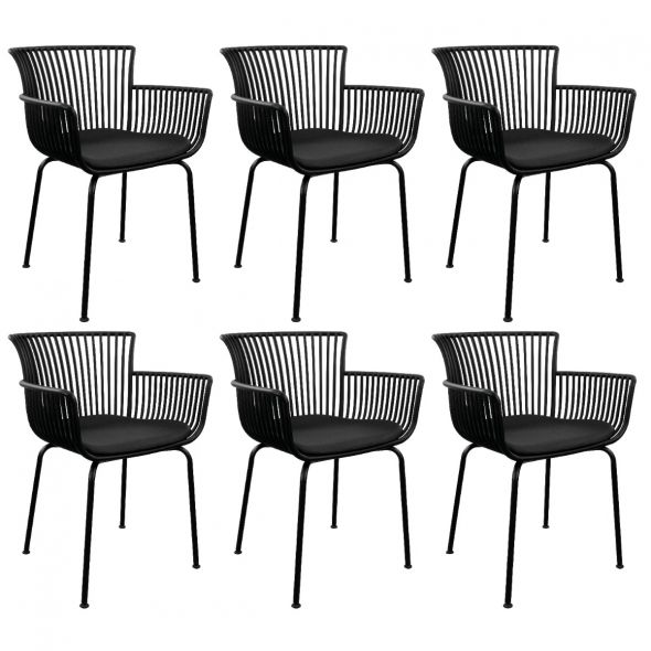 Set of 6 Kick Otis Garden Chair - Black