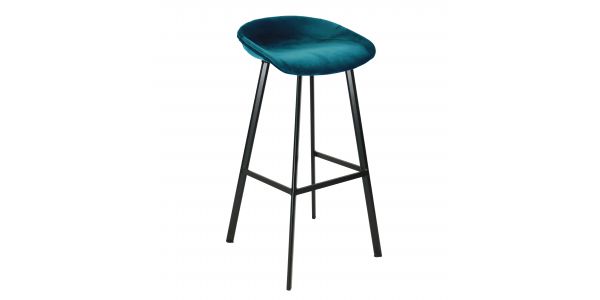 KICK FINN Bar Stool High - Velvet - Blue