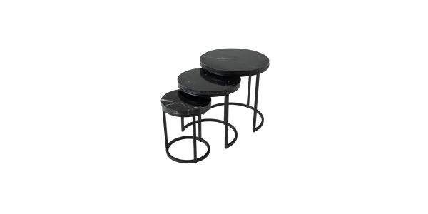 Kick coffee table set Marble  - set of 3 - Black