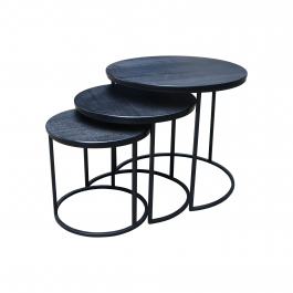 KICK Coffee Table Set of 3 - Black Round